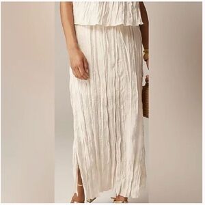 NWT J. Crew Crinkled Drawstring Midi Skirt in Natural size XS